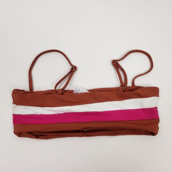 L*Space Rebel Stripe Bikini Top Brown Pink Size Small NWT - Picture 2 of 4